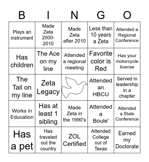 ZETA ICEBREAKER Bingo Card