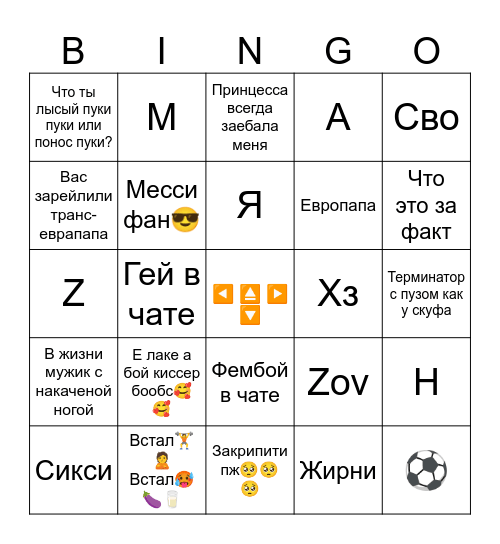 Ам ням Люти🥵 Bingo Card