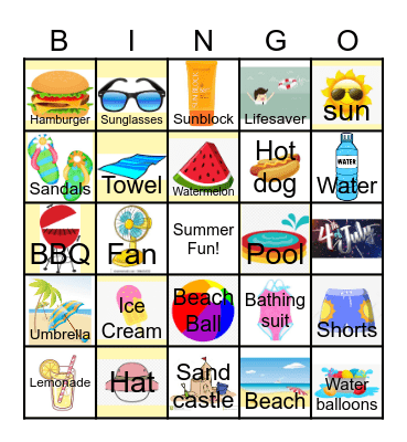 SUMMER Bingo Card