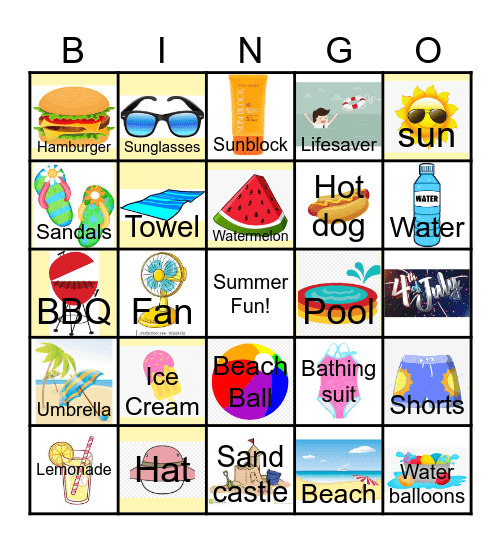 SUMMER Bingo Card