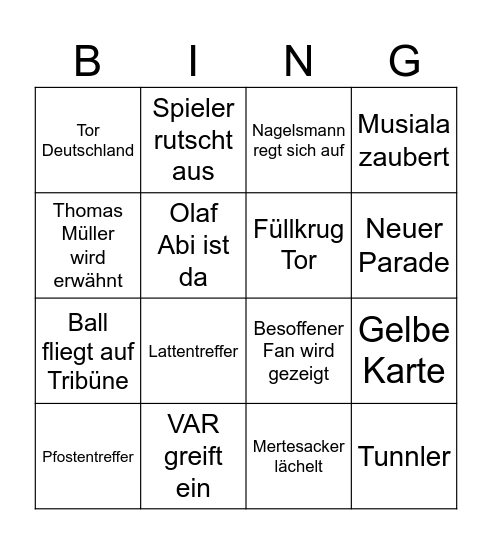 Deutschland : Dänemark Bingo Card