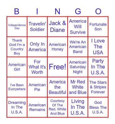 AMERICA Bingo Card