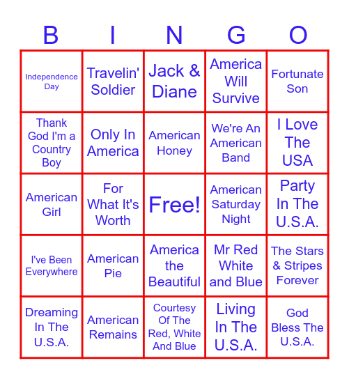 AMERICA Bingo Card