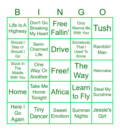 Road Trip! Bingo Card