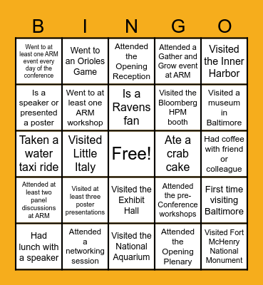 Bloomberg Academy Health ARM BINGO Card