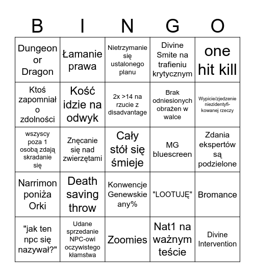 Księża Akupunktury - Beach Episodes Bingo Card