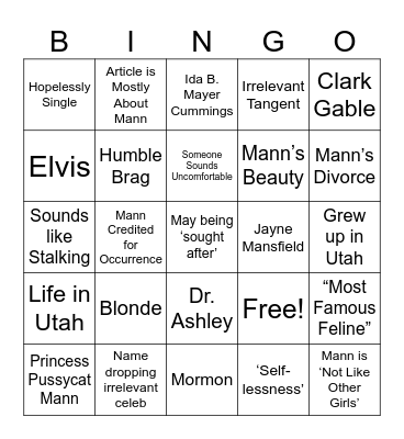 May Mann Bingo Card
