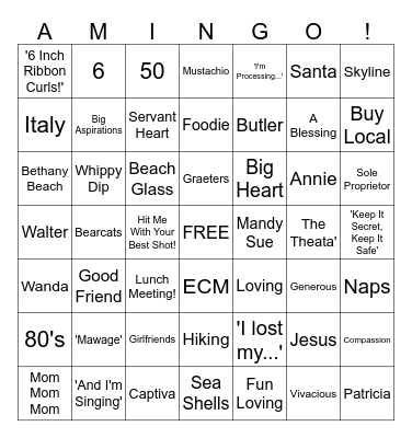 Amanda Bingo Card