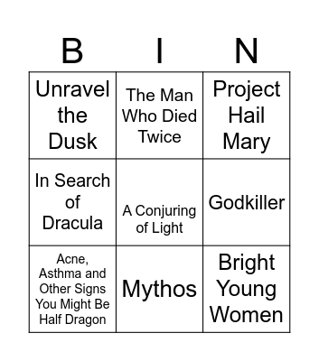 TBR Bingo June/July 2024 Bingo Card