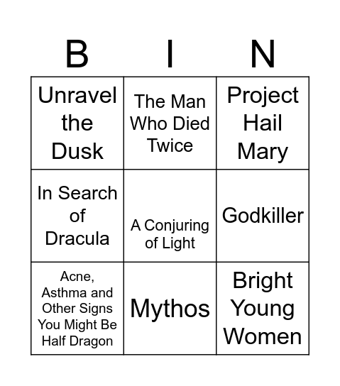 TBR Bingo June/July 2024 Bingo Card