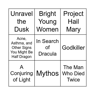 TBR Bingo June/July 2024 Bingo Card