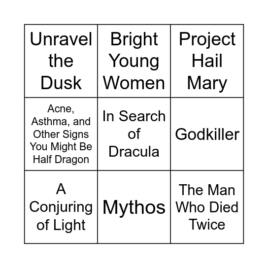 TBR Bingo June/July 2024 Bingo Card