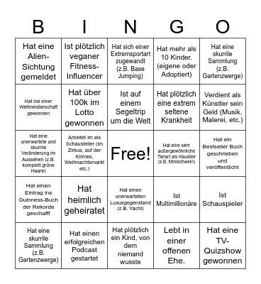 Langzeit Bingo Card