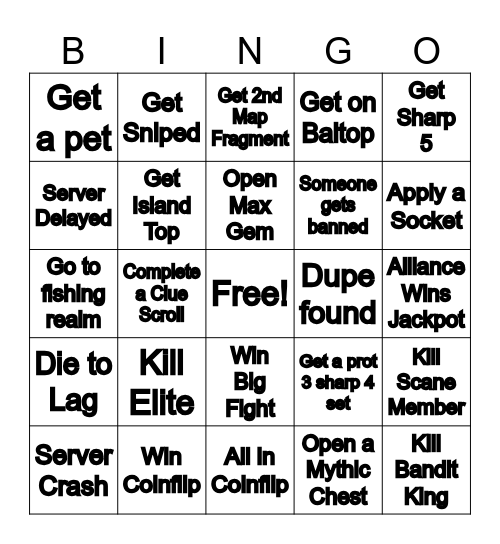 CosmicSky Day 1 Bingo Card