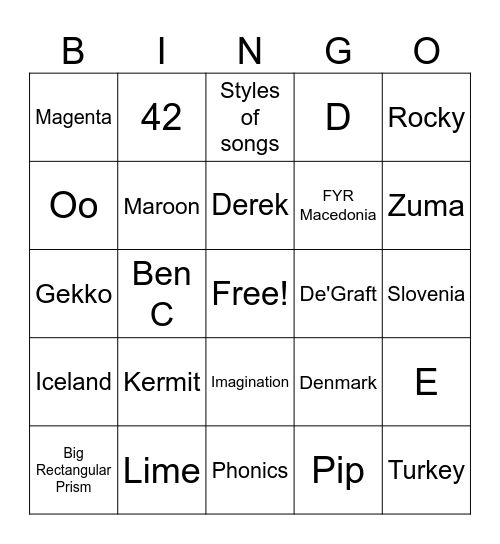 Head 1 Bingo Card