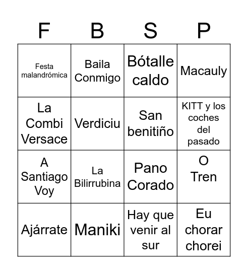 BINGO FBSP 2024 Bingo Card