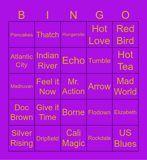 Last bingo of the summer! Bingo Card