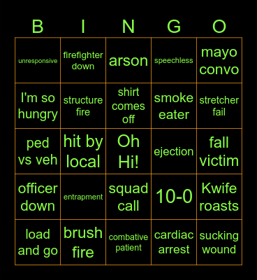 KMAN388 FIRE STREAM Bingo Card