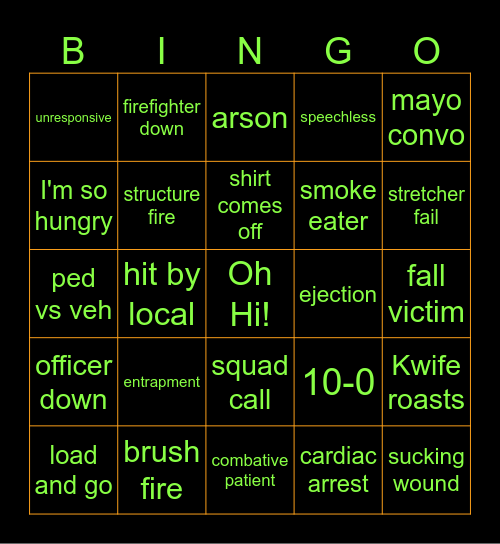 KMAN388 FIRE STREAM Bingo Card