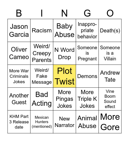 TT Bingo 3 Bingo Card