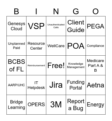 WTW.....aka.....Via Benefits Bingo Card