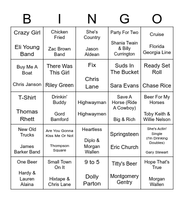 COUNTRY MUSIC Bingo Card