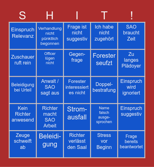 Bullshit Bingo - Verhandlung Bingo Card