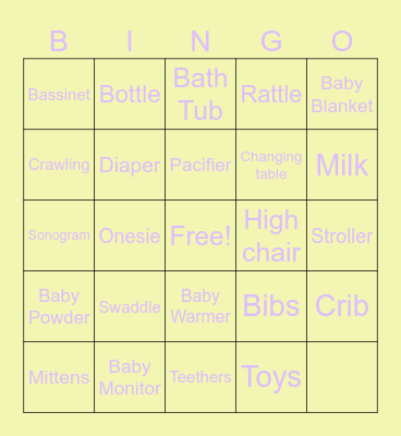 Baby Bingo Card