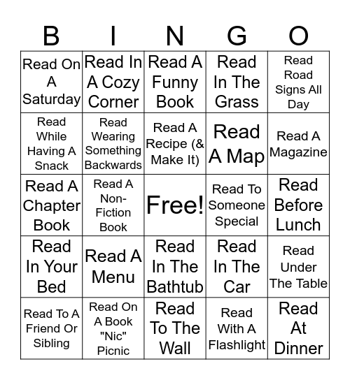 Troop 2222's  Summer Reading BINGO Card