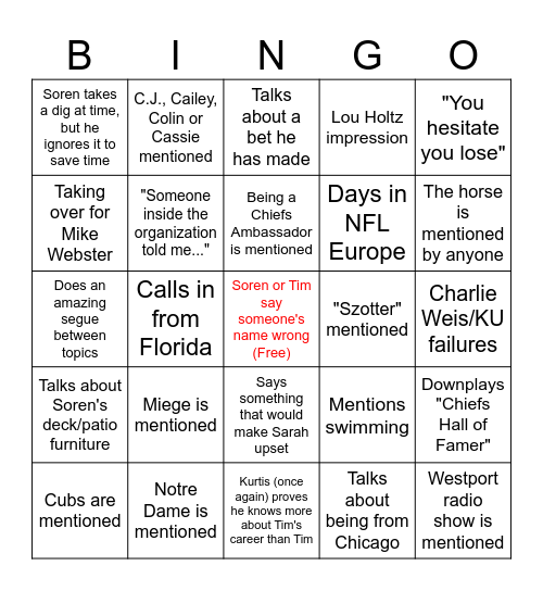 Grunny Bingo Card