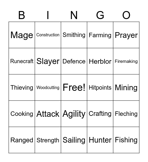 Skill of the Week Bingo Card