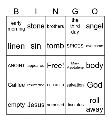 JESUS IS RISEN Bingo Card