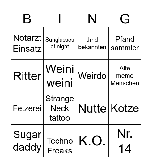 Altstadt Fest Bingo Card