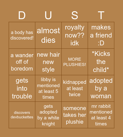 Dusty Bingo Card