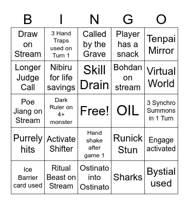 Ocenia Watch Party Bingo Card
