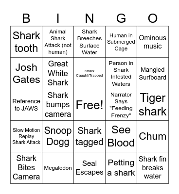 Shark Week Bingo Card