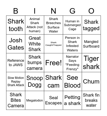 Shark Week Bingo Card