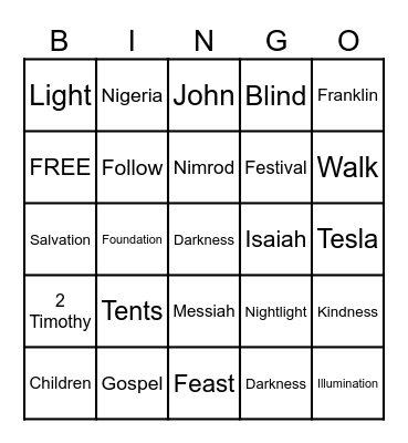 Bible Bingo Card