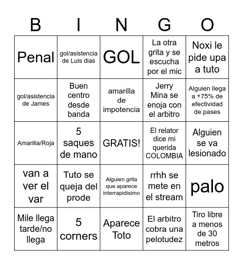 COLCRIM Bingo Card