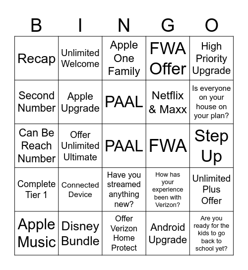 Untitled Bingo Card
