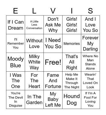 ELVIS PLAYLIST Bingo Card