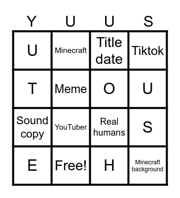 YouTube shorts Bingo Card