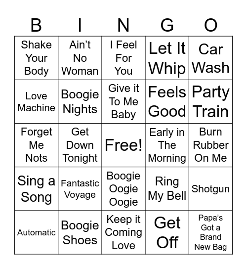 Front Row    24 Bingo Card