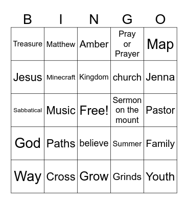 Sermon Bingo Card