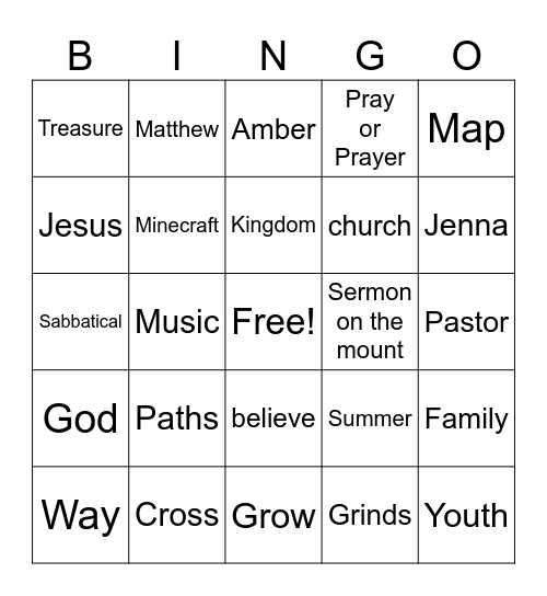 Sermon Bingo Card