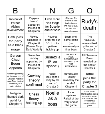 DELTARUNE Bingo Card