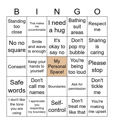 Boundaries Bingo Card