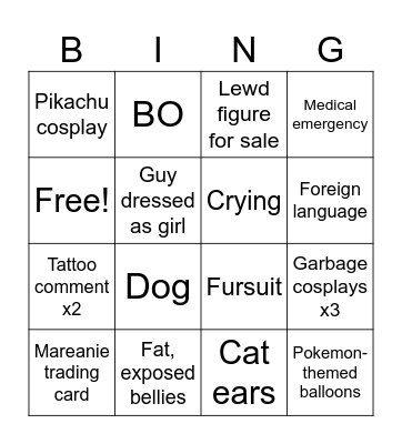 Baltimore Poké-con 2024 Bingo Card