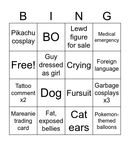 Baltimore Poké-con 2024 Bingo Card