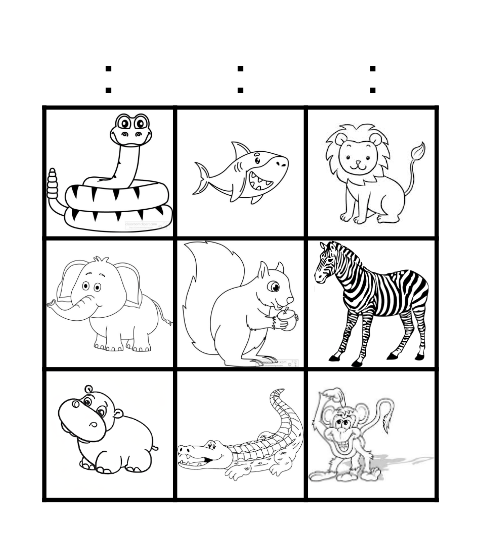 Animal Bingo Card